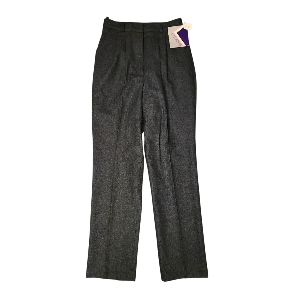 Honors Wool Blend Trousers Pants Size 12 Women's High Waist Mom Pleated 90s